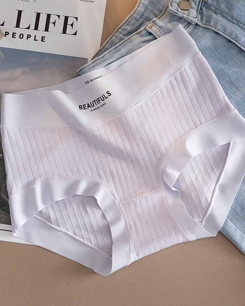 Breathable High-Waisted Ribbed Boyshort Panties