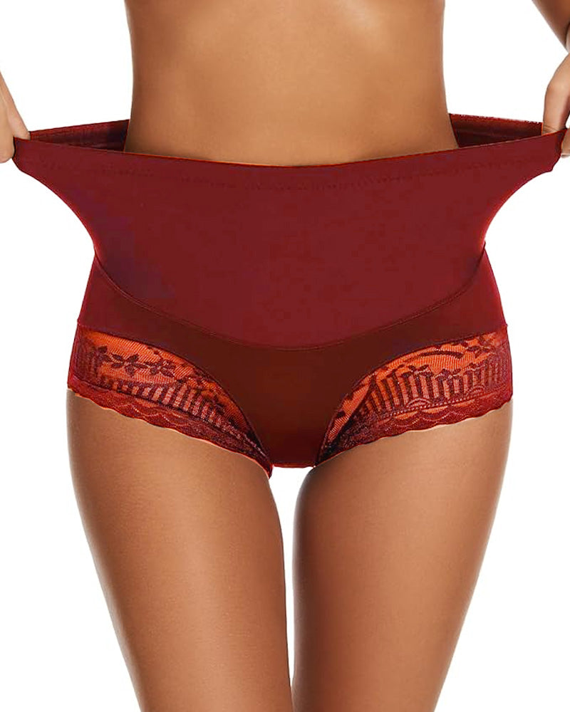 Tummy Control High-Waist Lace Panel Shaping Briefs