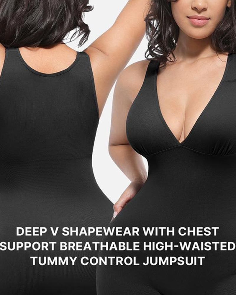 Full Body Sculpting Seamless Deep V-Neck Bodysuit