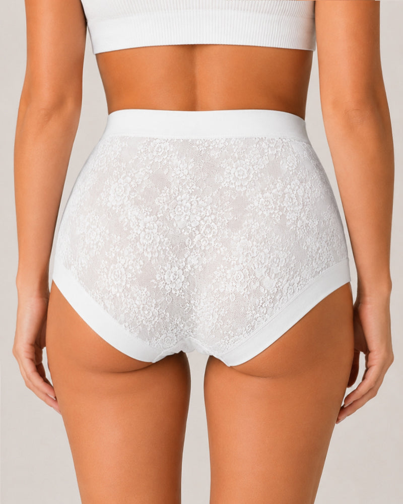 Tummy-Smoothing High-Waist Breathable Lace Briefs