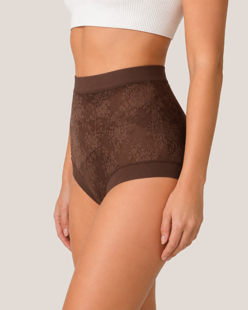 Tummy-Smoothing High-Waist Breathable Lace Briefs