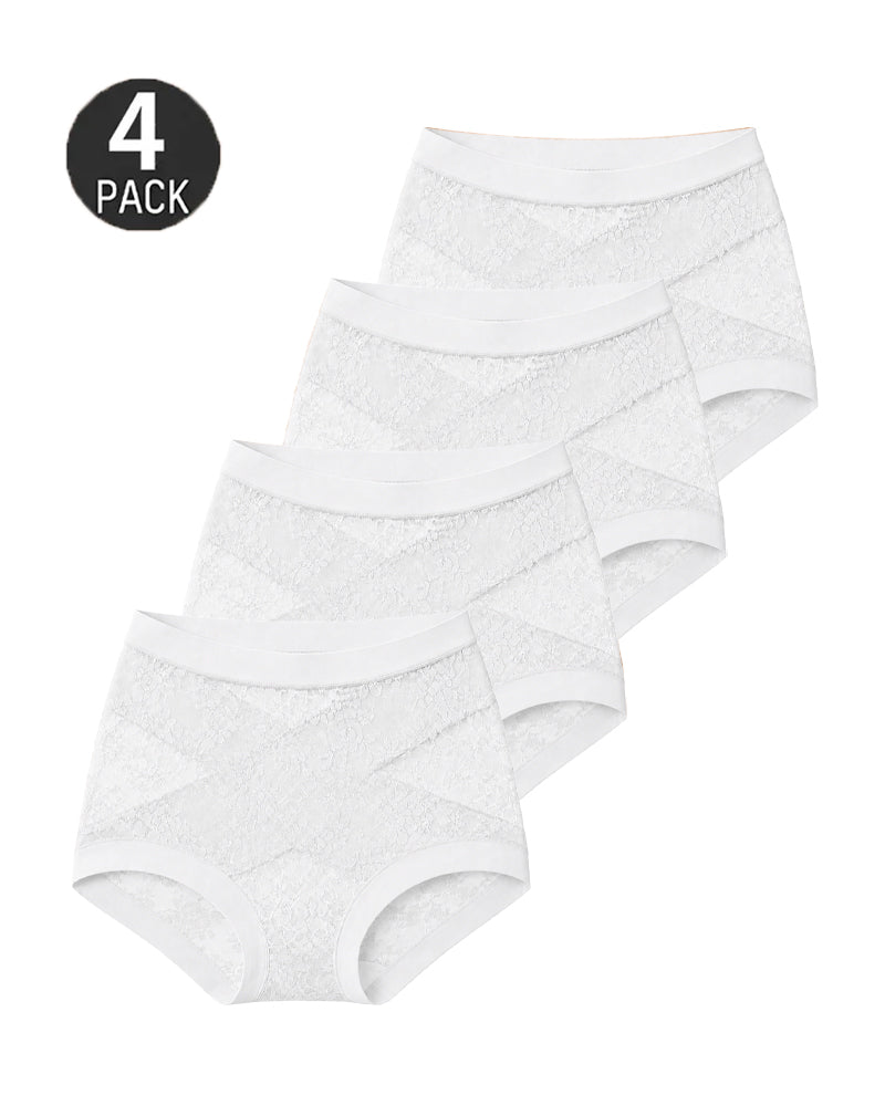 Tummy-Smoothing High-Waist Breathable Lace Briefs