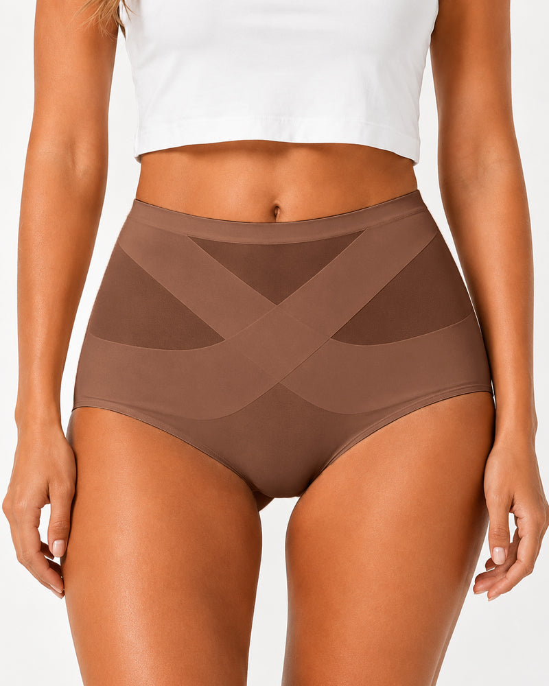 Tummy Control Cross-Compression High-Waist Seamless Briefs