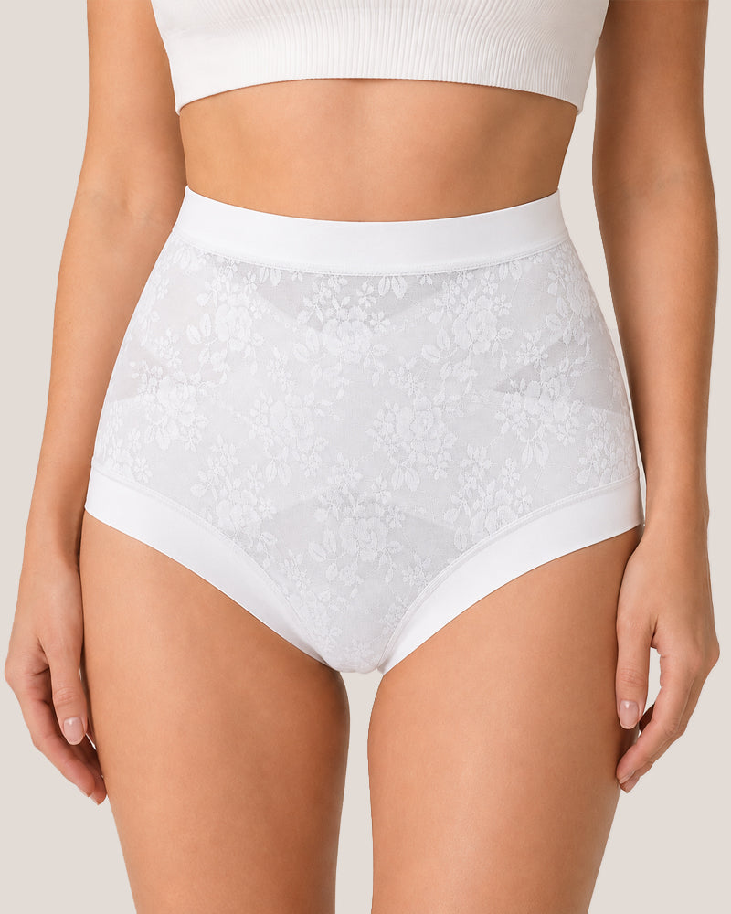 Tummy-Smoothing High-Waist Breathable Lace Briefs