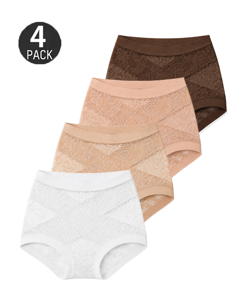Tummy-Smoothing High-Waist Breathable Lace Briefs
