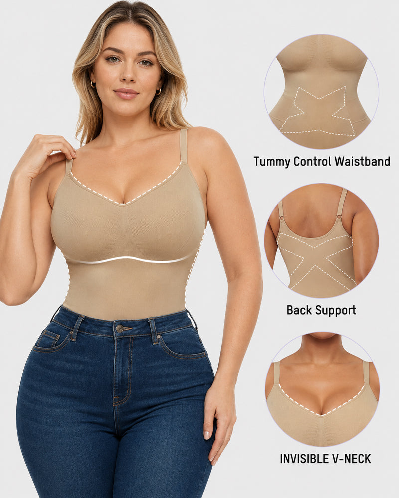 Deep V Tummy Control Seamless Easy-to-Wear Bodysuit Shaper