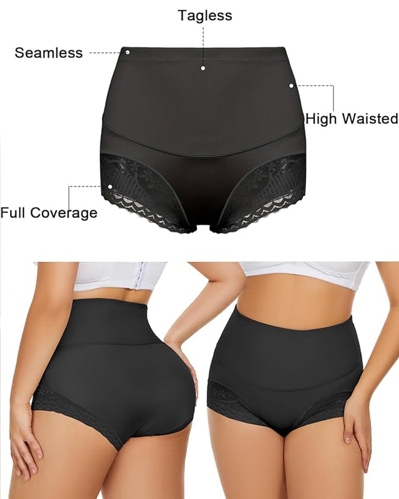 Tummy Control High-Waist Lace Panel Shaping Briefs