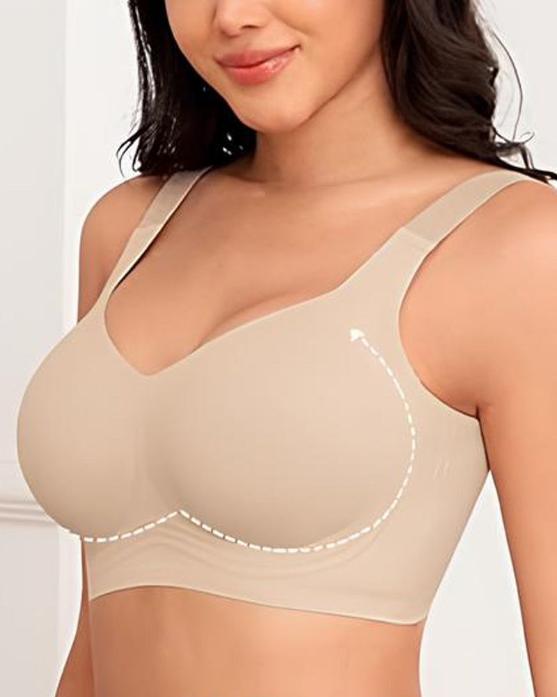 Wireless Lift Wide-Strap Seamless Jelly Support Bra