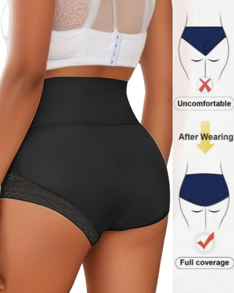 Tummy Control High-Waist Lace Panel Shaping Briefs