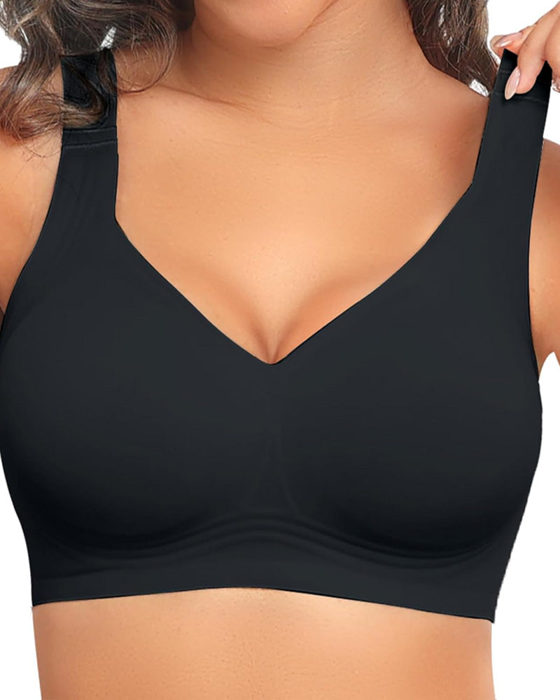 Wireless Lift Wide-Strap Seamless Jelly Support Bra