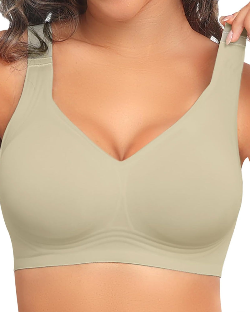 Wireless Lift Wide-Strap Seamless Jelly Support Bra