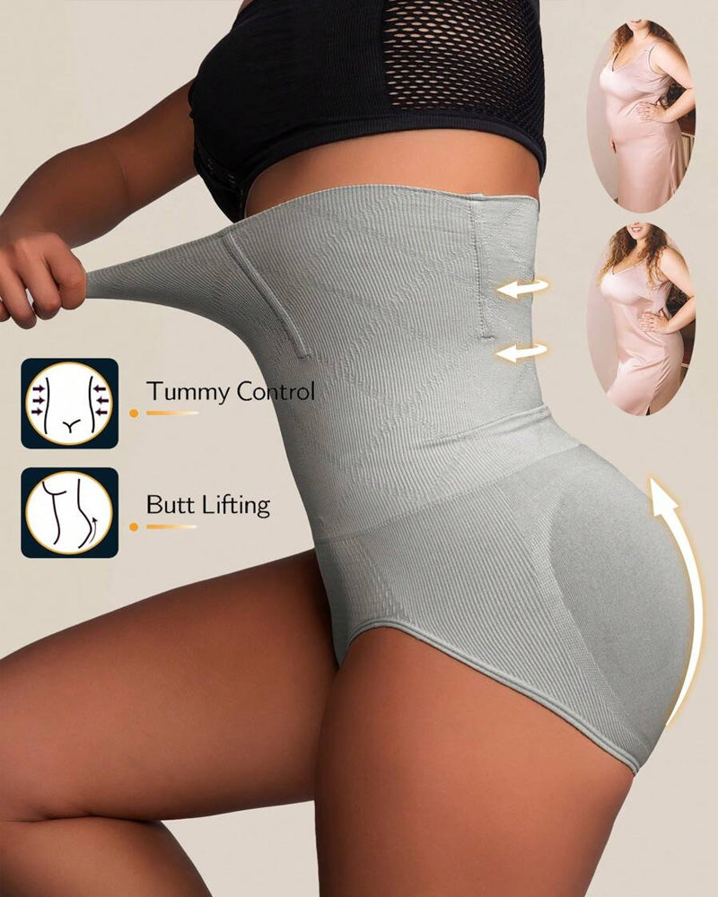 Waist-Slimming High-Rise Ribbed Butt-Lift Shaping Panties