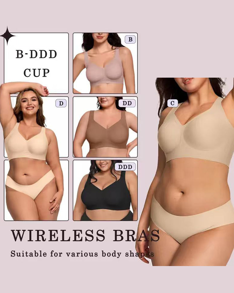Wireless Lift Wide-Strap Seamless Jelly Support Bra