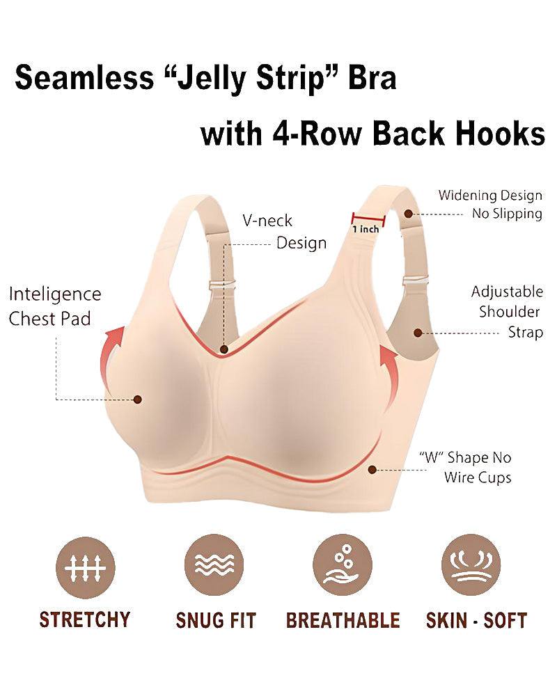 Wireless Lift Wide-Strap Seamless Jelly Support Bra